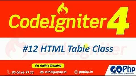 #12 HTML Table class in CodeIgniter 4