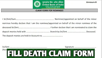 How to|Death claim as Nominee in United bank of india|Death claim kaise kare in United Bank of india