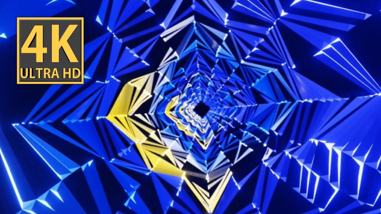 Yellow Blue VJ LOOP NEON Metallic Tunnel Abstract Background Video 4k ...