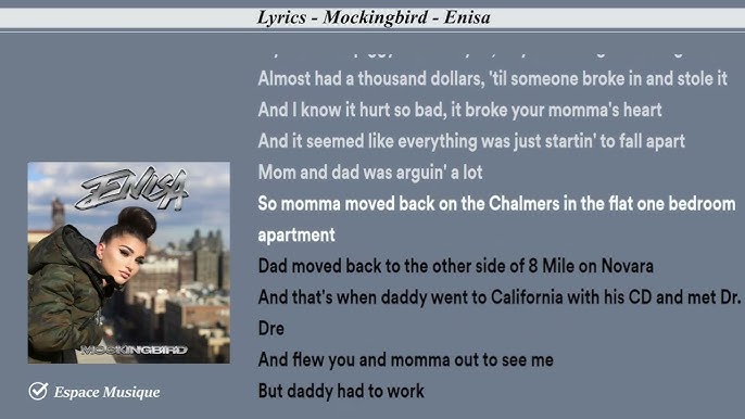 Mockingbird - Eminem ; Cover by Enisa (lyric)