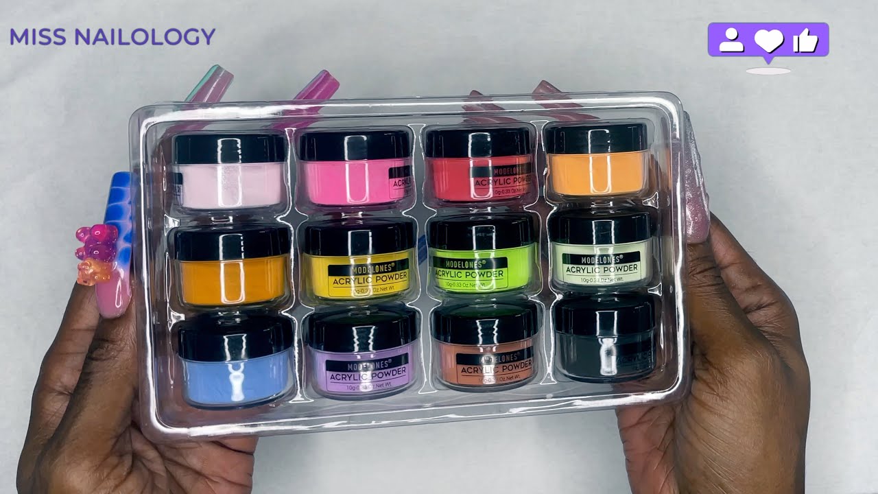 Swatching The Modelones Candy Color Acrylic Powder Set - YouTube