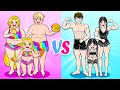 🍔 Fat Family OR Strong Family? 💪 - Barbie Family Contest Handmade - DIYs Paper Dolls &amp; Crafts