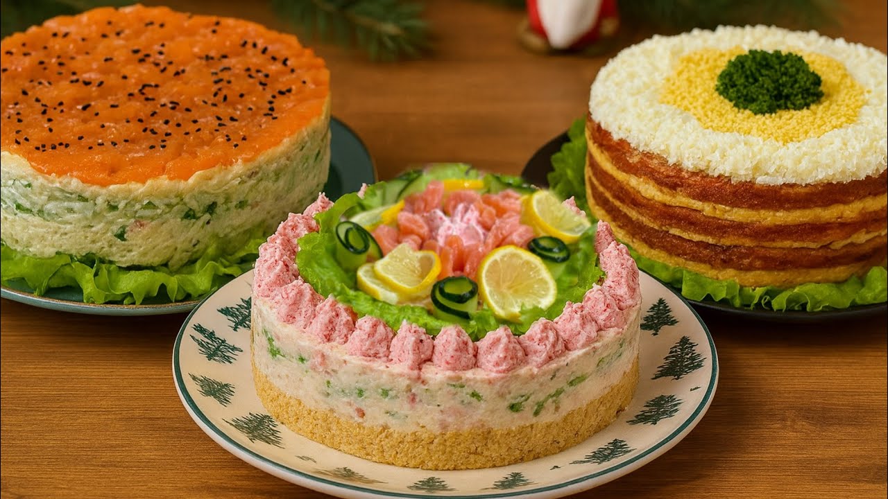 Вони перші зникнуть зі столу 🎄Святкові солоні торти замість салатів — геніальна ідея!