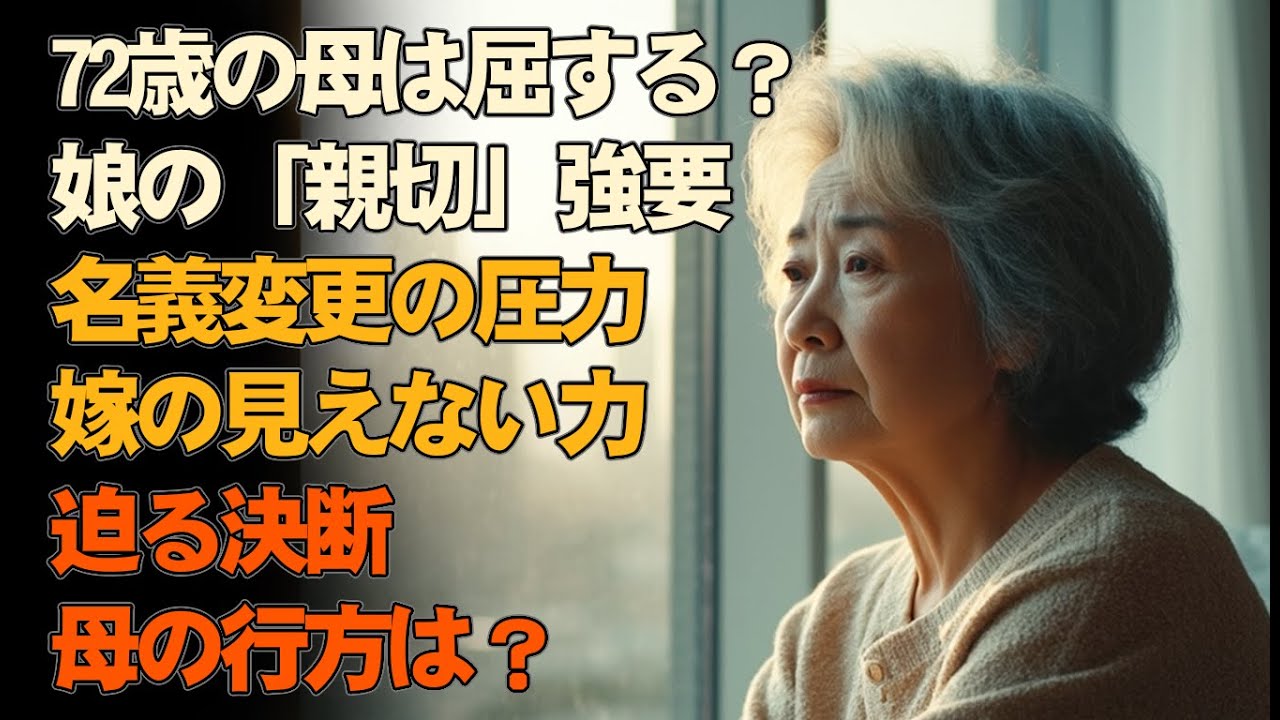 【本当にあった話】72歳の母は、娘の「親切」の強要に屈するのか…？「名義変更は…『お母さんのため』！」— 嫁からの見えない圧力と『2千万円』の ...