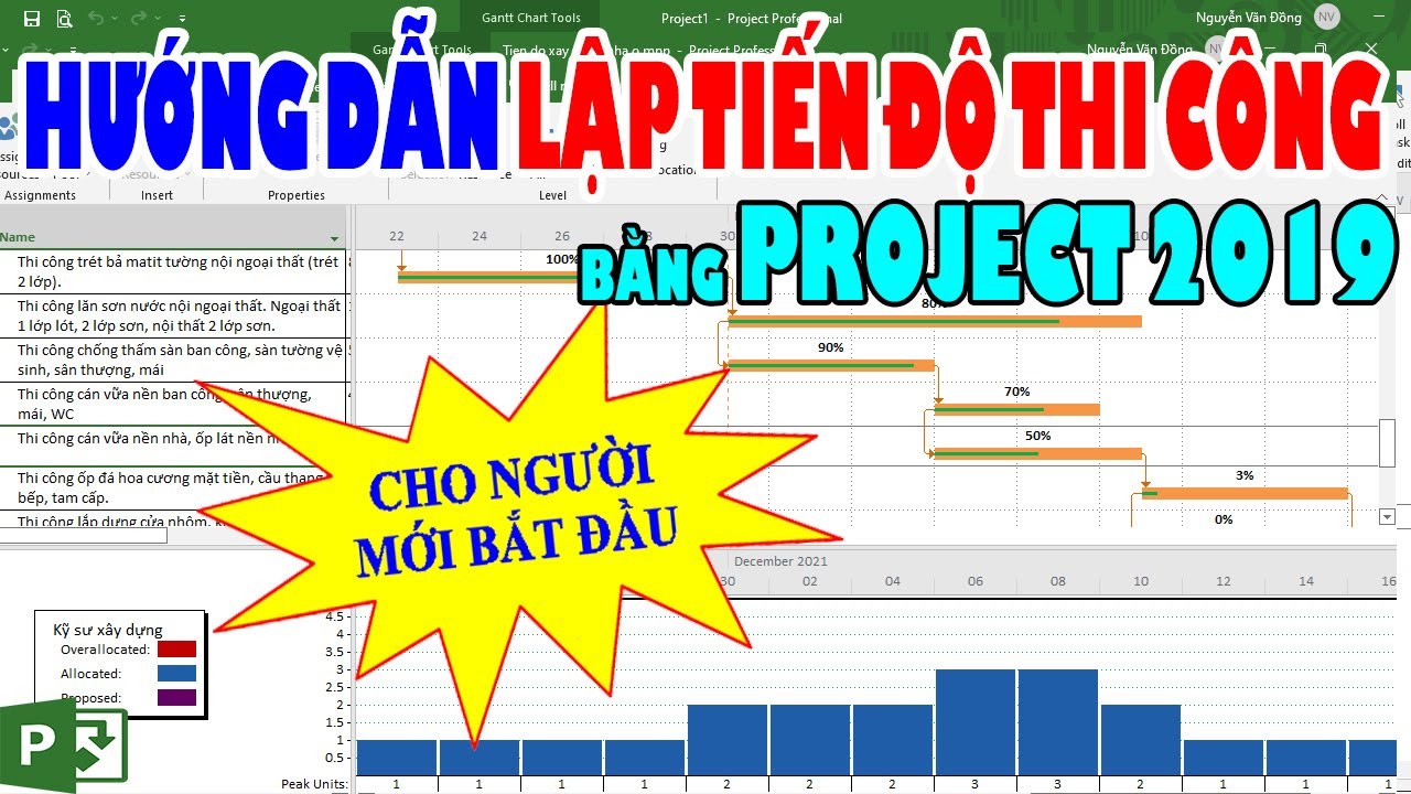Hướng Dẫn Chi Tiết Lập Tiến Độ Thi Công Bằng Phần Mềm Project 2019 Full Từ A-Z Cho Người Mới Bắt Đầu - youtube
