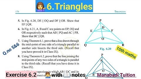 10th class math| Chapter 6| Triangles| 🤷Exercise 6.2 |💁‍♂️Q no 5&6|with notes| CBSE| NCERT|
