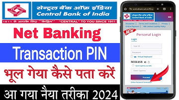 Central Bank of India Net Banking login password generator | transaction PIN generation or reset