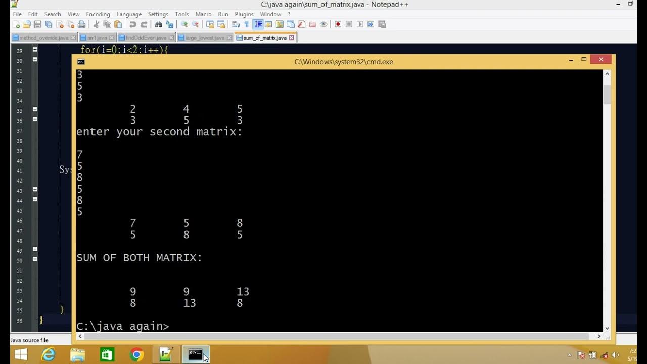 sum of two matrix using Java - YouTube