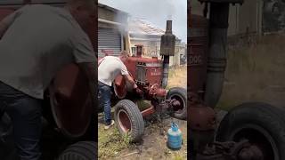Old Tractor Start with Bullet vs Bike Wheel old Engine Start 🤔#shortvideo