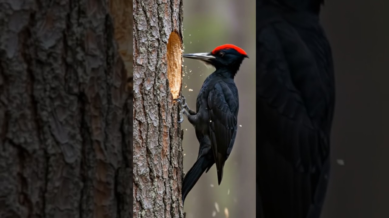 🐦💥 Powerful Woodpecker Pecking Tree | Nature Sounds 🌲🎶 #asmr #birds #woodpecker #trending #tree