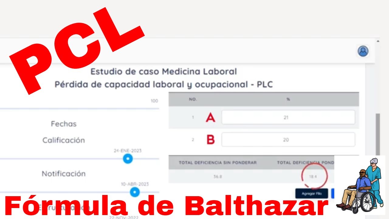Fórmula de Balthazar 👉 Calificación pérdida de capacidad laboral - PCL