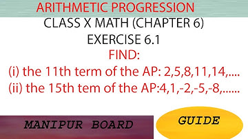 ARITHMETIC PROGRESSION || CLASS X MATH EX.6.1 Q.3 (i)(ii) || MANIPUR BOARD || GPS MANIPUR