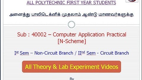 Diploma N Scheme Computer Application Practical All Lab Experiment Videos