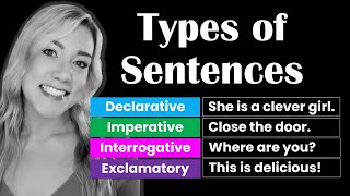 The 4 Types of Sentences with QUIZ | Declarative, Imperative, Interrogative \& Exclamatory Sentences
