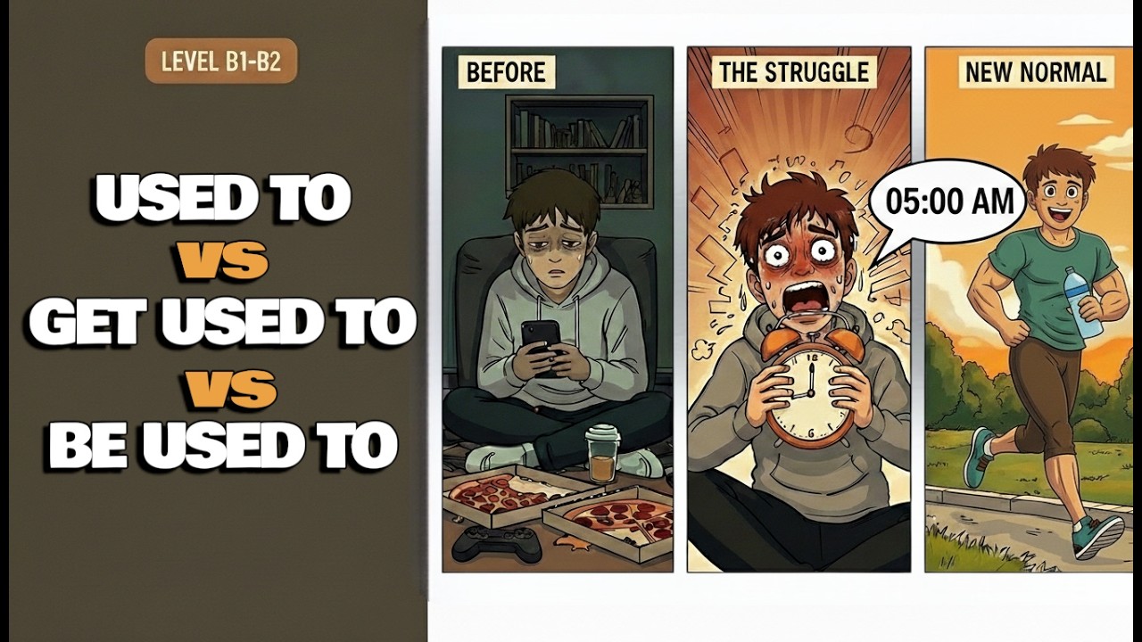 USED TO vs BE USED TO vs GET USED TO | The Habit Rules! 📅🔄 Learning English.