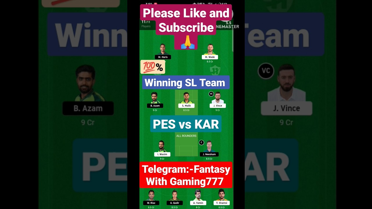 PES vs KAR Dream11 prediction|