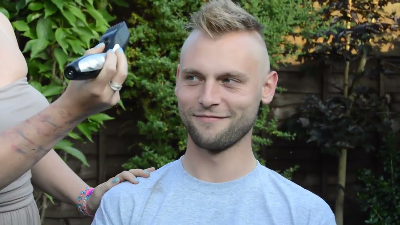 head shaved with clippers then lathered up and shaved smooth bald