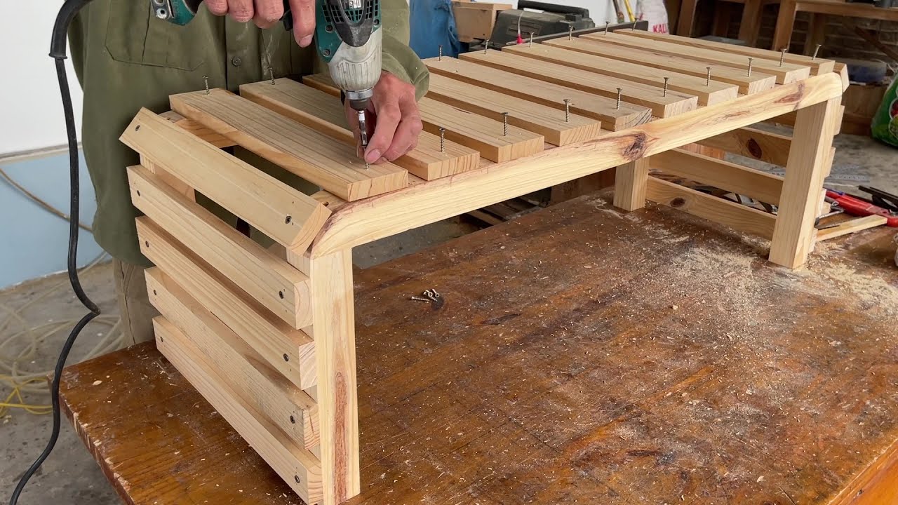 Woodworking For Beginners - Relaxing Bench, Garden Decoration made from Pine Wood