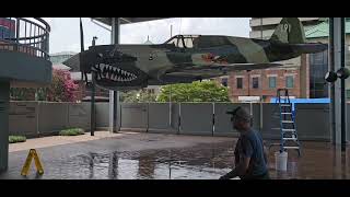 Washing Down a WWII Fighter Plane Replica
