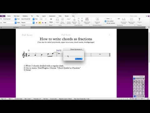 Sibelius 7 - How to write chords as fractions