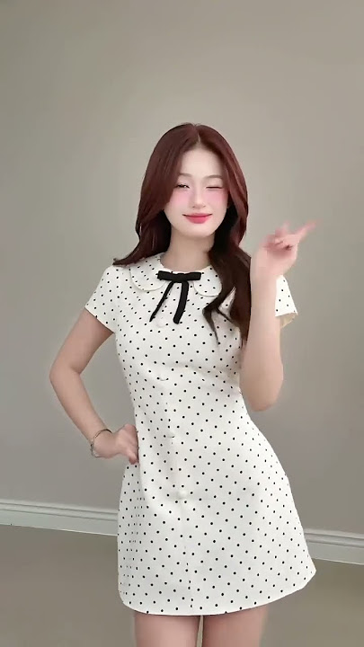 [Hàng có sẵn] Đầm nữ tay bồng họa tiết chấm bi kèm tag nơ thời ... Được nhiều người tin dùng #shorts