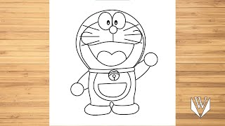 Cómo dibujar Doraemon paso a paso, fácil para niños y principiantes Tutorial de dibujo Truco