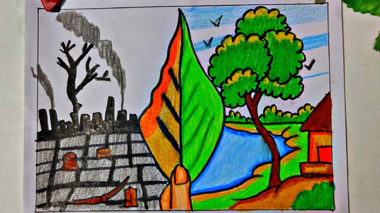 How to draw Save Trees ,Save Earth, Save Nature drawing easy / Poster drawing step by step