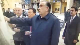 Tajikistan President Эмомалии Раҳмон and my boss hold together the cement plant opening ceremony