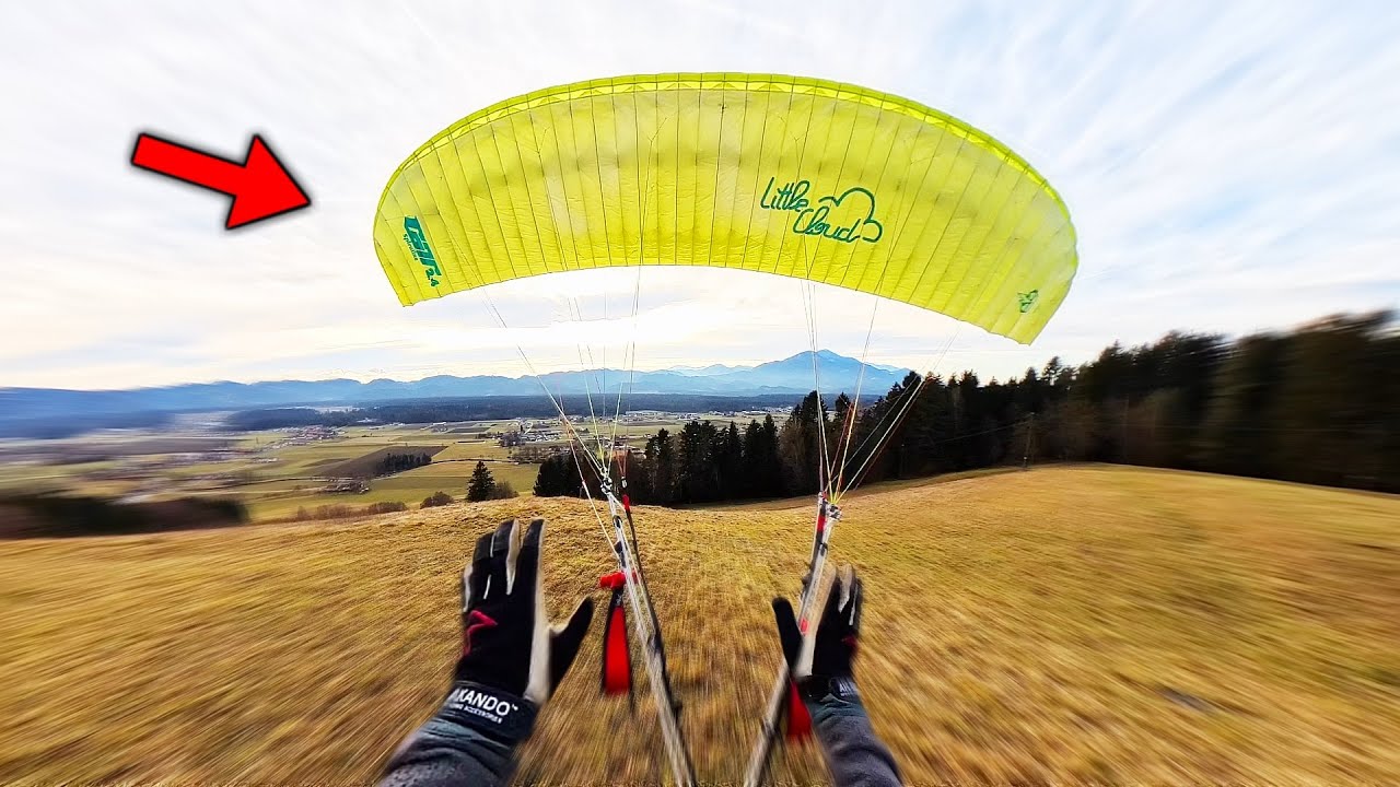 Crazy Paragliding Take Off 180° TAIL WIND