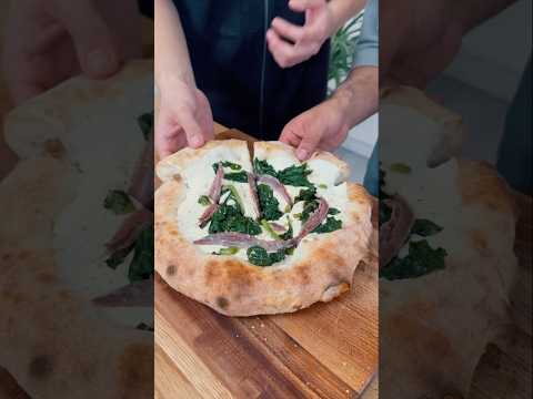 Pizza with Provola Fondue and Turnip Greens