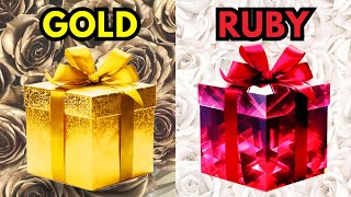 🤩 Choose your gift🎁💝✨️| 2 gift box challenge | Gold and Ruby #pickonekickone #giftboxchallenge