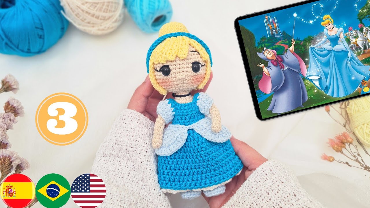 Princesa Cenicienta Amigurumi Tutorial | 3era Parte | Subtítulos Eng/Spa/Port