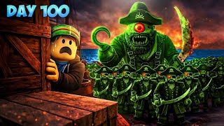 100 DAYS STRANDED AT SEA IN ROBLOX ! 