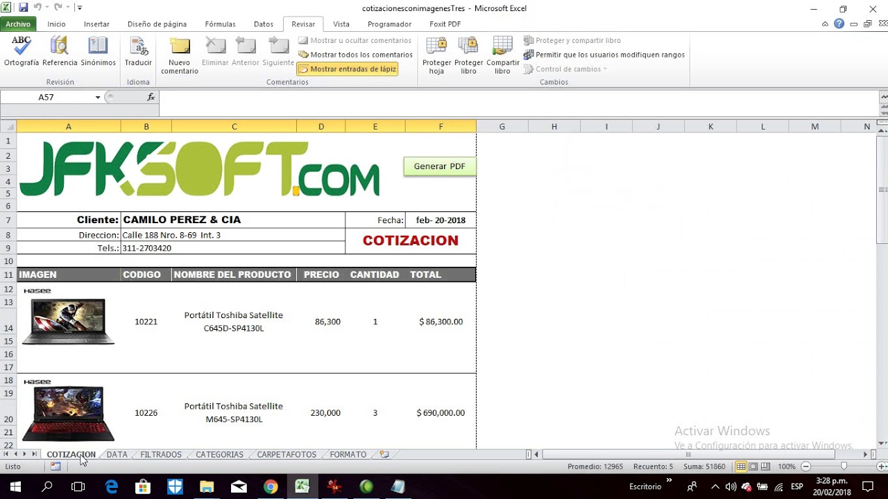 premium tutorial de la plantilla cotizaciones con fotos formatos de cotizaciones de productos
