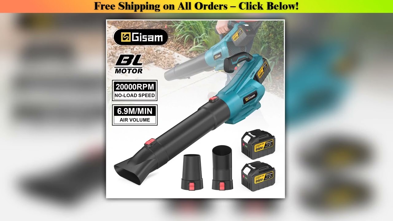 Gisam 20000RPM Brushless Leaf Blower Powerful Handheld Blower for Garden Yard Home Dust Snow
