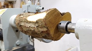 Woodturning - Log vase ! Ваза из бревна!