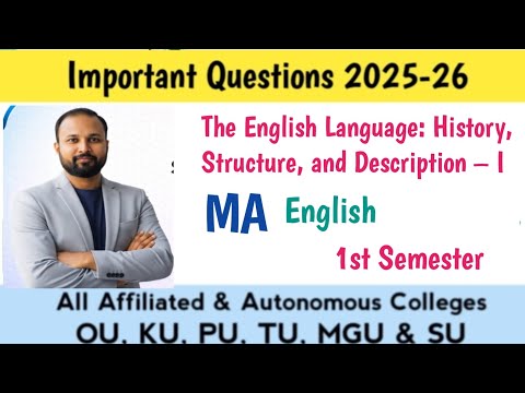 The English Language: History, Structure Unit-Wise Important Questions 2026 | MA English Sem 1 OU