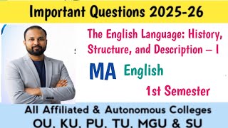 The English Language: History, Structure Unit-Wise Important Questions 2026 | MA English Sem 1 OU