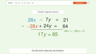 Solve system of equations -4x+y=-3;7x-6y=-16