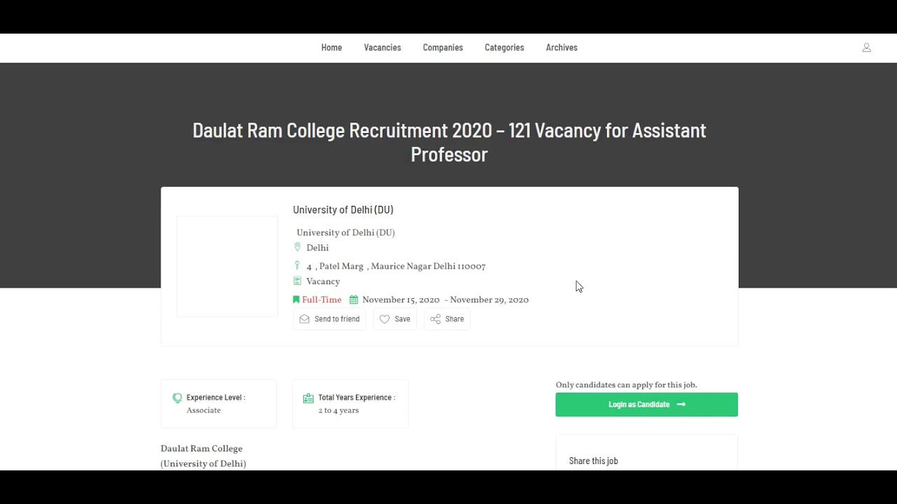 IGNOU | Daulat Ram College | Recruitment 2020 | Assistant Professor | Registrar | Security Officer