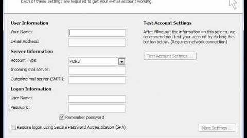 Setting up email in outlook 2007