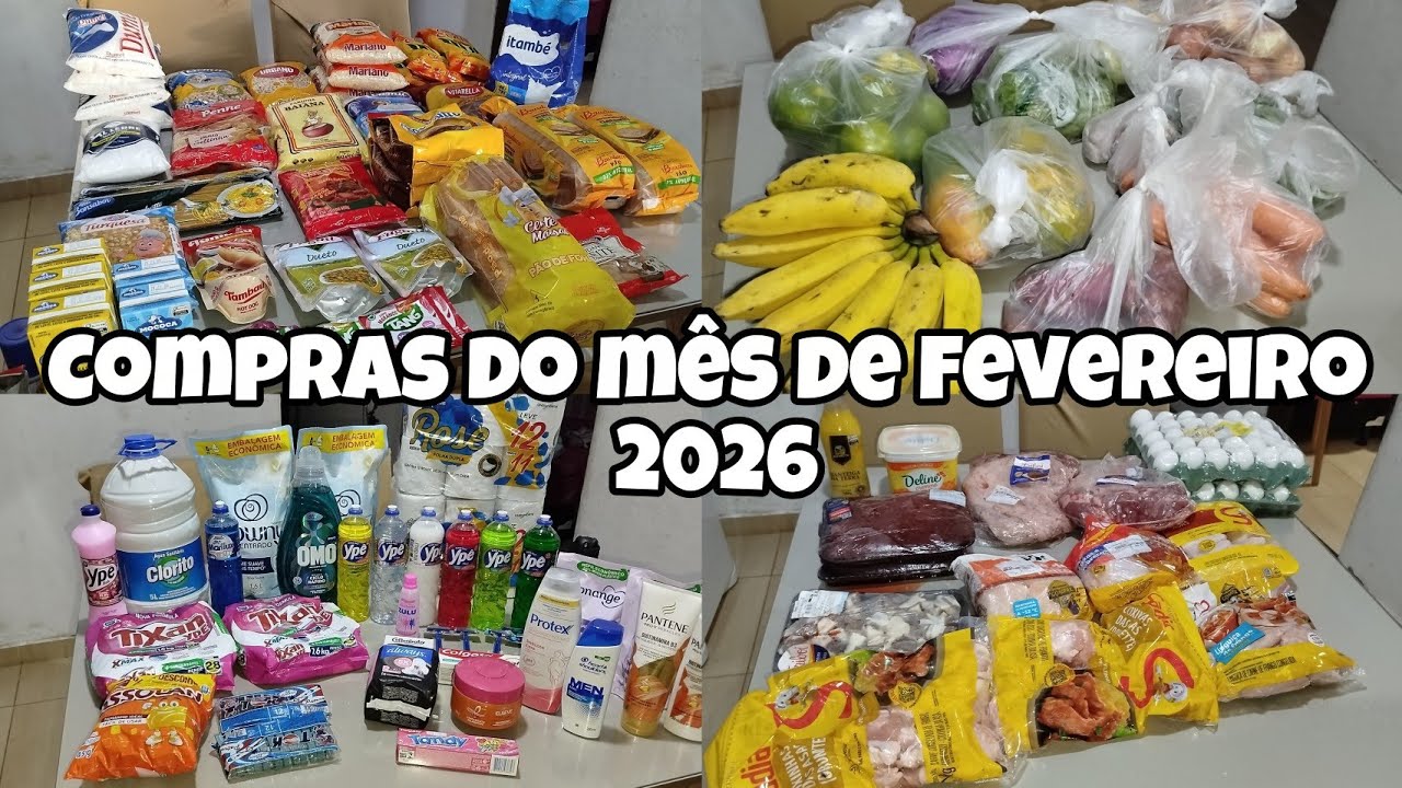 Compras do mês de fevereiro 🛒 #compras #mercado #viralvideos #feira #vidareal 