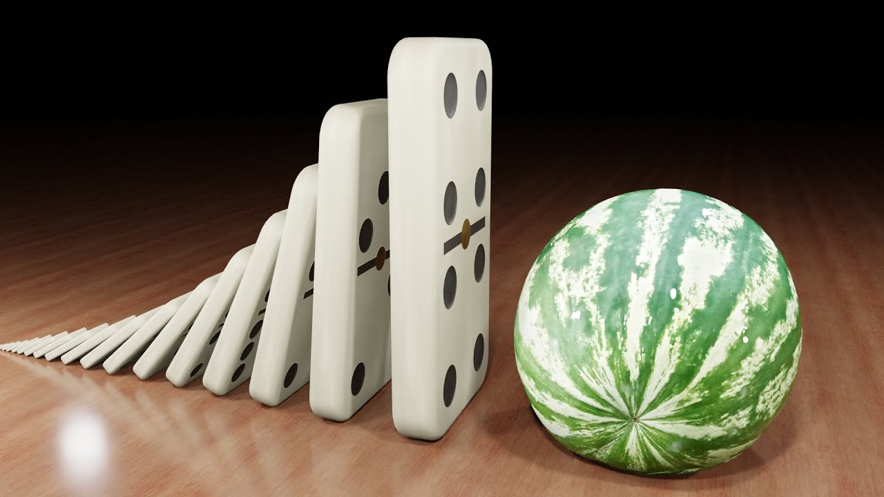 Гигантское домино против арбуза