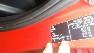 Hyundai I30  Paint Color Code Location