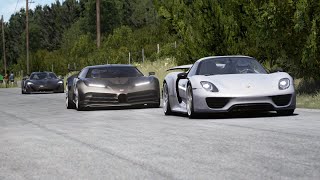 Bugatti Centodieci vs Ferrari SF90 Stradale vs McLaren P1 vs Porsche 918 Spyder at sole Spa