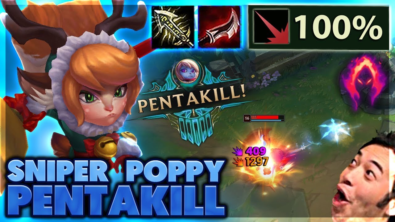 LONG RANGE ONE SHOTS | 100% CRIT POPPY PENTAKILL - BunnyFuFuu
