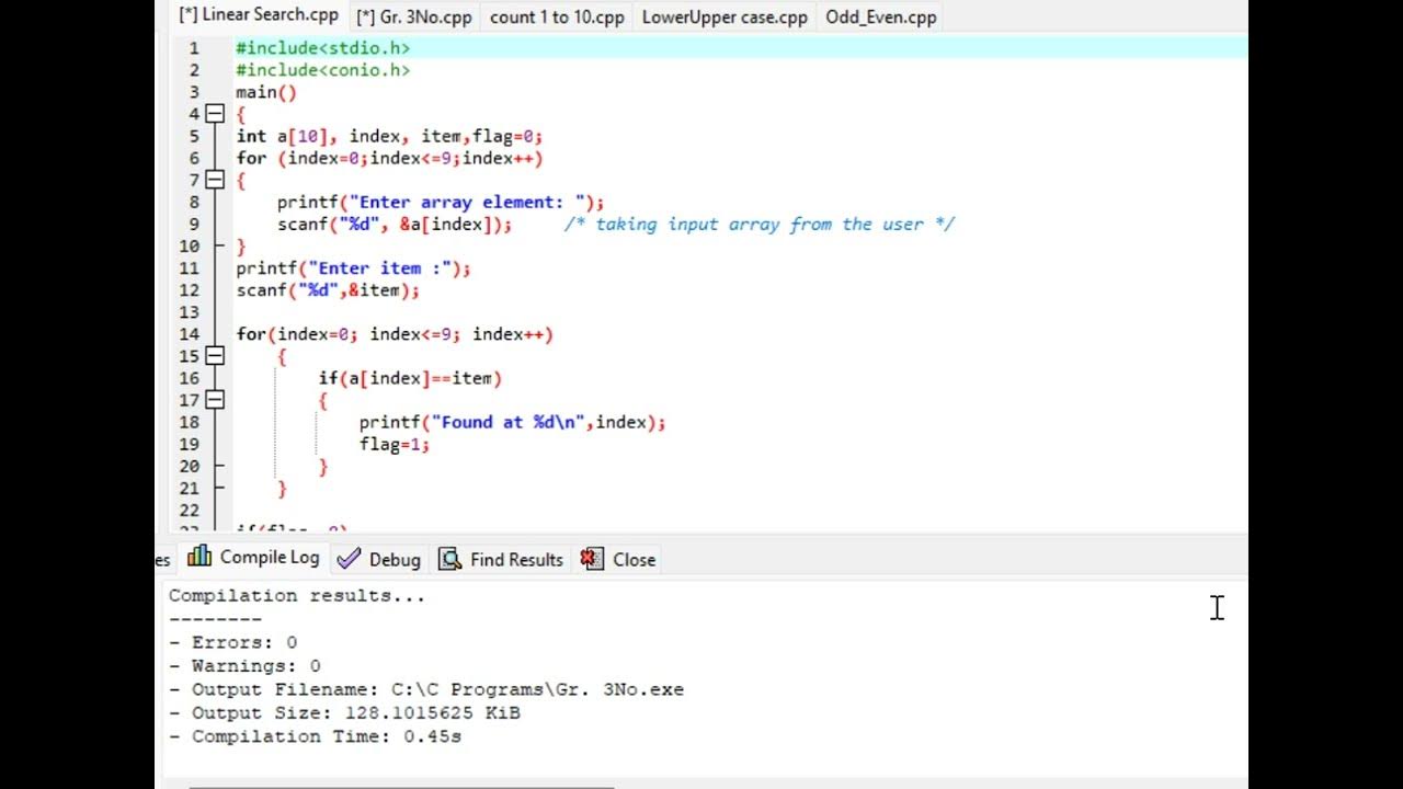 Linear Search using C, By: Vadini, Asst. Professor | CSE Department ...