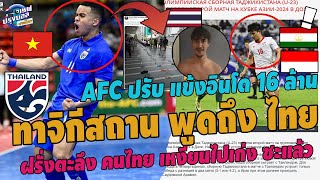 #ด่วน!ทาจิกีสพูดถึง ไทย ก่อนดวล! AFCปรับแข้งอินโด16ล้าน เวียดนามล้มระบบไทย อินโดกลัว ตกรอบ ขอไทยช่วย
