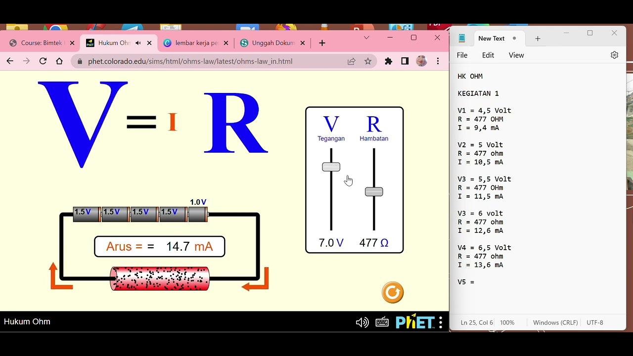 PRAKTIKUM HK OHM DENGAN VIRTUAL LAB PHET COROLADO - YouTube
