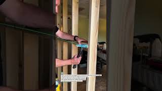 Laser-Level Framing Precision with Nail Gun 🔥 #Carpentry #DIY #Construction